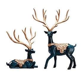 Resin Couple Deer Statue Good  Decor for Cabinet Shelf Home Tabletop Decor