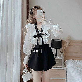 SÉT BỘ SIÊU XINH QUẦN XANH ÁO TRẮNG BÈO PHỐI ONG CỰC ĐẸP THỜI TRANG MẪU MỚI