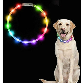 Vòng cổ chó sáng, có thể sạc lại bằng USB, vòng cổ an toàn LED với chiều dài có thể điều chỉnh và 2 chế độ flash cho chó nhỏ, vừa và lớn và mèo (nhiều màu)