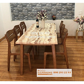 Bộ bàn ăn gỗ sồi mặt đá 6 ghế A88