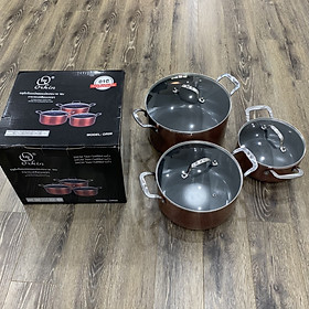Mua Bộ nồi từ nhập khẩu Thái Lan Orkin OR09 3 chiếc 20  24  28cm  thân nhôm đúc  phủ chống dính nano  hàng chính hãng