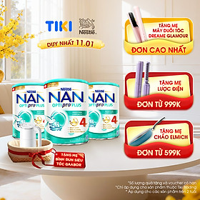 Bộ 3 lon Sữa bột Nestlé NAN OPTIPRO PLUS 4 800g/lon với 5HMO Giúp tiêu hóa tốt + Tăng cường đề kháng (Bé 2-6 tuổi) -Tặng Bình đun siêu tốc Gaabor
