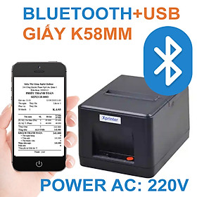 Mua Máy in hoá đơn Bluetooth Xprinter XP-58IIB  sử dụng khổ giấy in rộng 58mm  kết nối USB hoặc là Bluetooth ( hàng chính hãng)