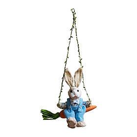 Couple Easter Bunny Pendant Rustic Swing Rabbit Hanging Ornament for Bedroom
