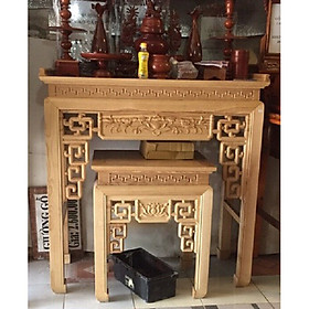 Bộ bàn thờ mẹ con gỗ sồi-mẫu triện sen MS 10