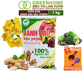 Bánh Dầu Đậu Phộng Greenhome, Bao 1kg, Phân Bón Hữu Cơ Hàm Lượng Đạm Cao, Chuyên Hoa, Rau, Củ, Quả, Kiểng