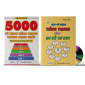 Sách- Combo 2 sách 5000 từ vựng tiếng Trung thông dụng nhất theo khung HSK từ HSK1 đến HSK6+ Học từ vựng tiếng trung bằng sơ đồ tư duy +DVD tài liệu