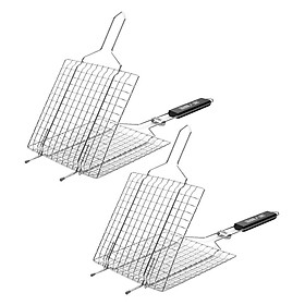 Set of 2 Outdoor Barbecue Grilling Net with Handle,Lightweight Stainless Steel
