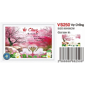 Tranh đính đá vợ chồng uyên ương VS250 - 80 x 56 cm - chưa đính