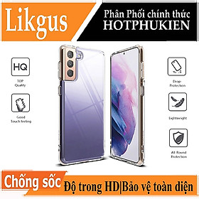 Ốp lưng chống sốc cho Samsung Galaxy S23 Ultra S22 S21 FE Ultra Z Flip 3 4 Fold 3 4 Note 10 Plus Lite hiệu Likgus Crashproof mặt lưng cường lực viền dẻo chống ố vàng - Hàng nhập Khẩu