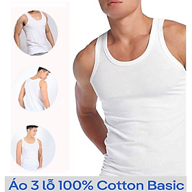 Áo May Ô Ba Lỗ Nam Vicci Màu Trắng, Chất Liệu 100% Sợi Cotton Mềm Mịn, Co Giãn 4 Chiều, Thấm Hút Mồ Hôi, Siêu Thoáng Mát