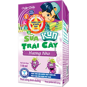 Kun sữa trái cây hương nho thùng 48 hộp x110ml