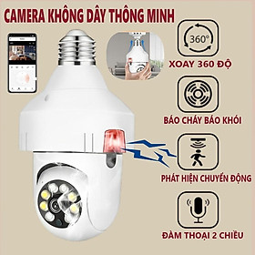 Mua Camera Không Dây Báo Khói Báo Cháy Đàm Thoại 2 Chiều Hình Bóng Đèn 1080P  Phát Hiện Báo Động Chuyển Động  Xoay 360 Độ