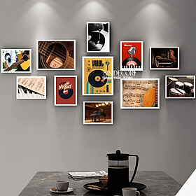 Mua Khung ảnh treo tường âm nhạc 1 bộ 11 khung màu trắng đen kèm đinh treo