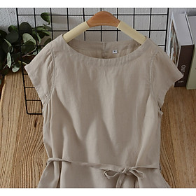 Đầm linen suông form rộng 2 túi sườn ah84