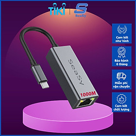 Hub Chuyển Đổi USB TypeC Ra Cổng Mạng Lan RJ45 1000Mbps/Gigabit Ethernet SeaSy SS88, Cổng Chuyển Đổi TypeC To Cổng Lan, Tích Hợp 3 Cổng USB 3.0, Tốc Độ Truyền 1000Mbps, Dùng Cho Macbook/Laptop/PC/Điện Thoại – Hàng Chính Hãng