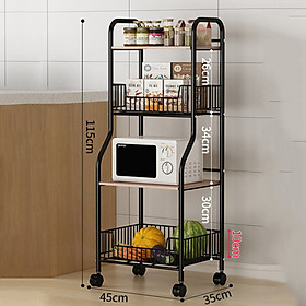 Tủ kệ đa năng 4 tầng có bánh xe cao cấp dễ dàng di chuyển kích thước 115x45x35