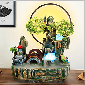 Mua Thác nước BONSAI ĐÈN LED 52cm Hòn Non Bộ Cối Xay lớn -tiểu cảnh tặng Chim hot (Full đầy đủ)