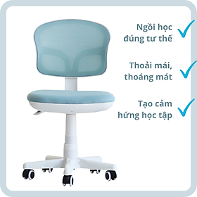 Mua Ghế học bài học sinh tiểu học chống gù chống cận CE1004-M Nội thất Capta Ghế xoay trẻ em lưng lưới nệm vải màu xanh đẹp Study chairs for kids CE1004-M
