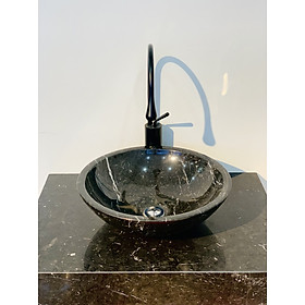 Mua LAVABO ĐẶT BÀN ĐÁ TỰ NHIÊN DÁNG TRÒN MỎNG MÀU ĐEN CHỈ TRẮNG