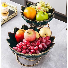 Mua KHAY SỨ ĐỰNG BÁNH KẸO HOA QUẢ 2 TẦNG HOA SEN
