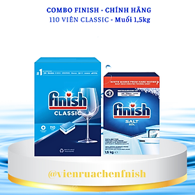 Muối Finish 1.5kg+Viên rửa bát Finish 110 viên dùng cho máy rửa chén bát