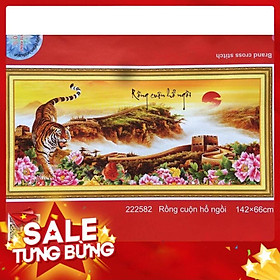 Mua Tranh thêu chữ thập rồng cuộn hổ ngồi KT 142x66cm