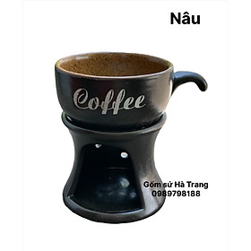 Mua Bộ bếp hâm nóng cafe gốm sứ Bát Tràng cao cấp men đen lòng nâu
