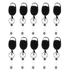 10 Piece ID Cards/Key Retractable Clip Keychain Key Ring Pull Reel Key Chain