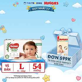 Tã Dán Siêu Cao Cấp Huggies Platinum Naturemade L54 (54 Miếng)