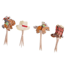 Set of 24pcs Cute Cowboy Cupcake Picks Cake Toppers Party Decoration