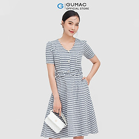 Đầm caro phối bèo eo DC05043 thời trang GUMAC