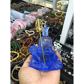 Mua Tượng Phật Địa Tạng Bồ Tát cưỡi Đề Thính đá lưu ly - Cao 10 cm