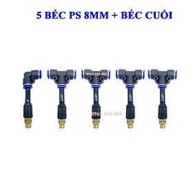 Bộ 5 béc phun sương đồng đơn kèm T8mm và 1 béc cuối