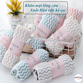 Mua Khăn Mặt Lông Cừu Xuất Hàn Vân Kẻ Sọc 00869