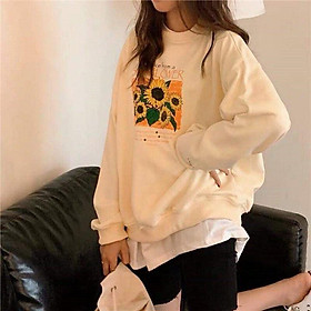 Áo sweater in bông cúc thun nỉ ngoại mềm mịn, in hinh rõ đẹp,style Hàn Quốc