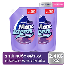 Combo 2 Túi Nước Giặt Xả Maxkleen Hương Nước Hoa Huyền Diệu (2.4kg/túi)