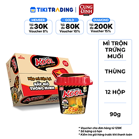 Thùng 12 Hộp Mì Trộn Trứng Muối Cung Đình Kool (90g x 12 Hộp)