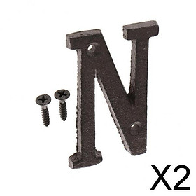 2xCast Iron Creative DIY Door Plate Letter Label Sign Wall Decor Home Decor N