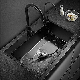 Mua Chậu rửa chén 1 hố cỡ lớn  kích thước 80x46 inox 304 nano đen chống bám  chống trầy xước