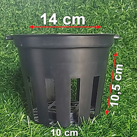 Chậu Nhựa đen Trồng Lan phi 14 Bền, Dẻo, có khe Treo chậu-77314