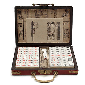 Portable Retro Mahjong Box Mah-Jong Chinese Numbered Mahjong Set 144 Tiles Mah-Jong Set Portable Chinese Toy with Box