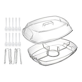 Fruit Ice Serving Tray Set 4 Compartments Multipurpose for Salad Bar, Buffet