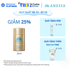 Kem chống nắng dạng sữa dưỡng da kiềm dầu bảo vệ hoàn hảo Anessa Perfect UV Sunscreen Skincare Milk SPF 50+ PA++++ 20ml