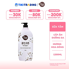 Sữa tắm cao cấp Hàn Quốc Showermate Natural Clean Cotton (Hương hoa Bông dịu mát) 1.2 kg