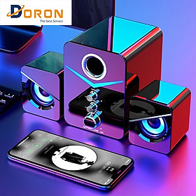 Mua Bộ 3 Loa Máy Tính Doron D221 Super Bass  Có Đèn LED  Dùng Cho Laptop  PC Nghe Nhạc Loa Vi Tính - Hàng Chính Hãng