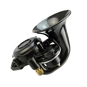 12V/24V 120DB Loud Single Trumpet Snail Air Horn Siren Waterproof Speaker Universal For Car Truck Bus Van - Black