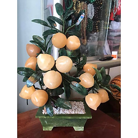 Mua Tượng Cây Đào mới vàng 13 quả canxit vàng tự nhiên cao 40cm x ngang 34cm x sâu 20cm tài lộc hợp ACE mệnh kim thổ  Trưng bày phòng khách rất là sang Cây đào tiên tài lộc Vàng là biểu tượng của sự trường thọ cuộc sống mạnh khỏe và sung túc ạ