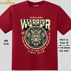WARRIOR, mã G16. Áo thun nam nữ cá tính, form unisex. Áo phông GOKING hàng hiệu, công nghệ in Nhật Bản sắc nét. Quà tặng cao cấp cho gia đình, cặp đôi, doanh nghiệp.