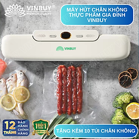 Máy hút chân không thực phẩm gia đình Vinbuy, bảo quản hàn miệng túi, hút khô ướt mềm, tặng kèm 10 túi hút chân không - Hàng chính hãng - Trắng